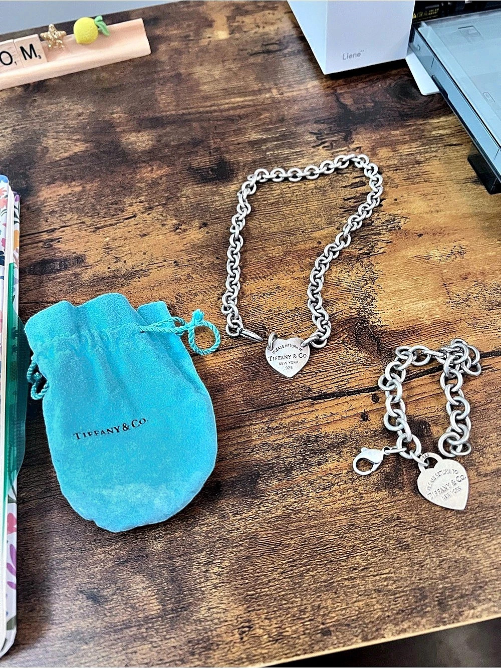 Tiffany & Co. Return to Tiffany Heart Tag Necklace and Bracelet Set. Silver